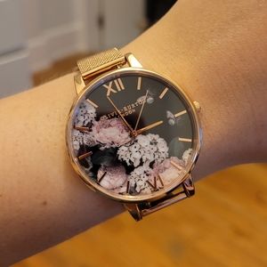 Olivia Burton Floral Mesh Multi Color Watch NEW BATTERY NEEDED